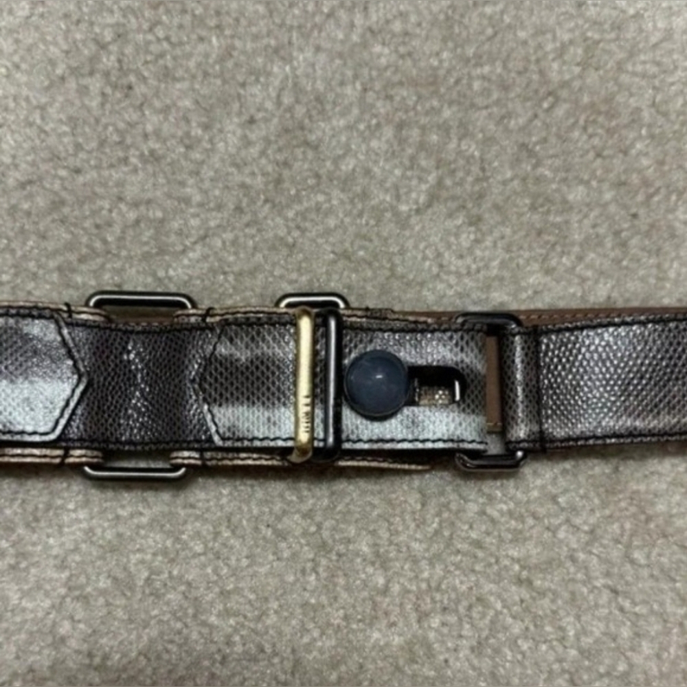VINTAGE 1990's Y2k FENDI🔥Snakeskin Leather Belt,Cateye & Blue Onyx Buttons-32